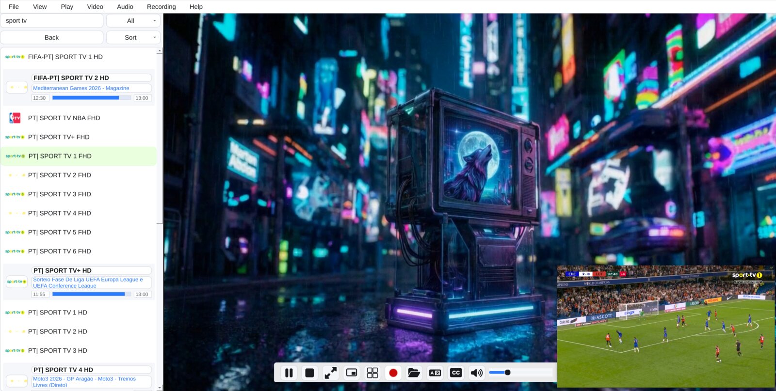 A stream playing in a small floating Picture-in-Picture window